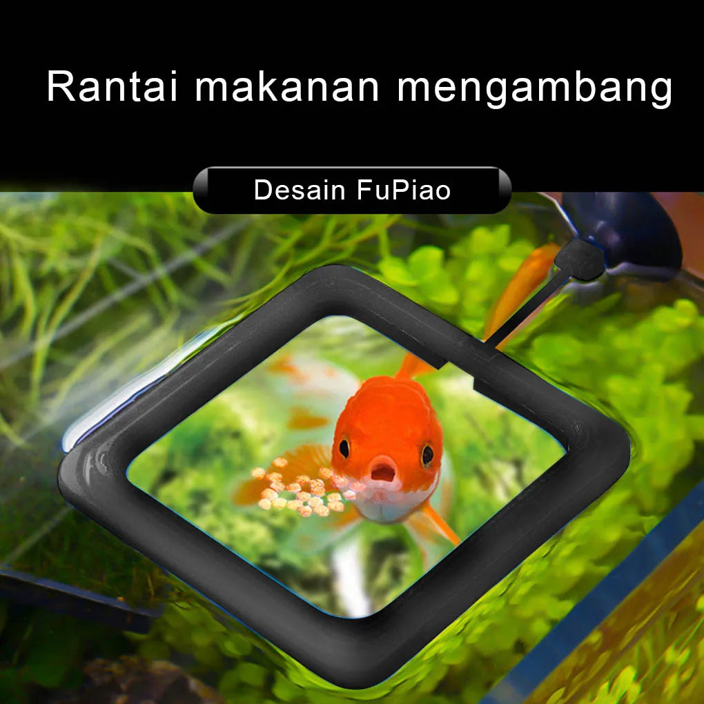 Aquarium Feeding Ring Fish Tank Station Floating Food Tray Feeder Square Circle Accessory Fish Food Feeder Suction Cup Black