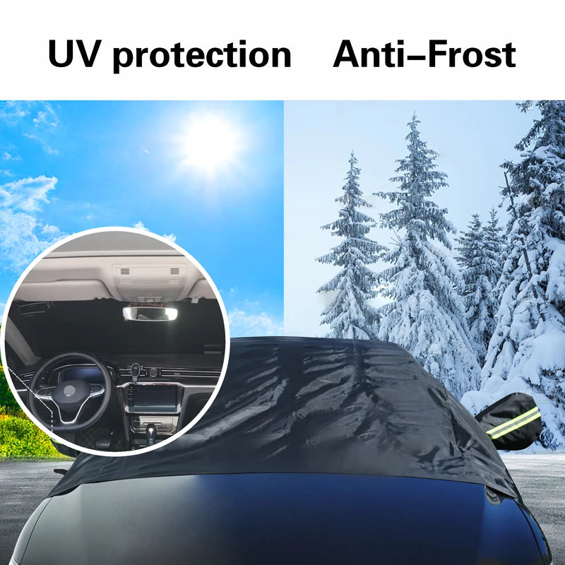 Oxford Fabric Car Front Windscreen Cover Car Windshield Snow Sun Shade Cover With Reflective Stripe