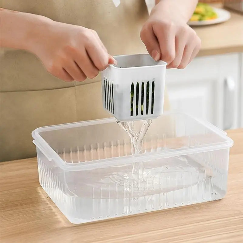 Refrigerator Storage Box 4/6 Grid Storage Box Fridge Organizer Drain Basket