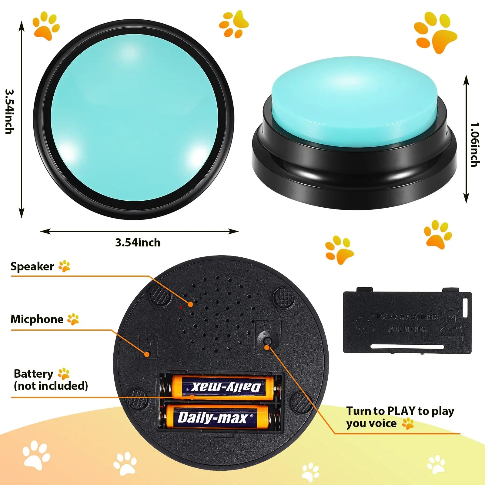 Interactive Dog Toys Dog Recordable Toys Travel Talking Pet Starters Pet Speaking Buttons