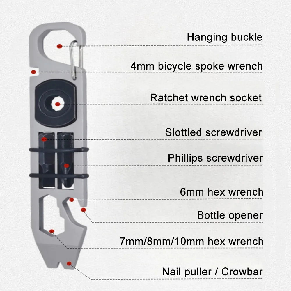 Ratchet Screwdriver Multifunctional Crowbar Mini EDC Multitool Allen Wrench Bottle Opener Portable Outdoor Bike Repair Tools