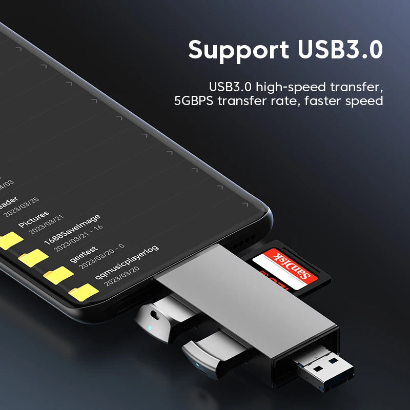 7 In 1 Multifunction Usb 3.0 Card Reader Micro SD TF Card Memory Reader USB Flash Drive Type C Card Adapter OTG