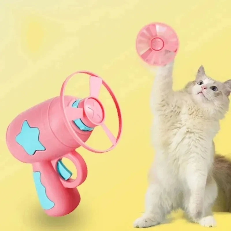 Cat Toy Interactive Pet Training Toy For Kitten Mini Flying Disc Shooting Gun