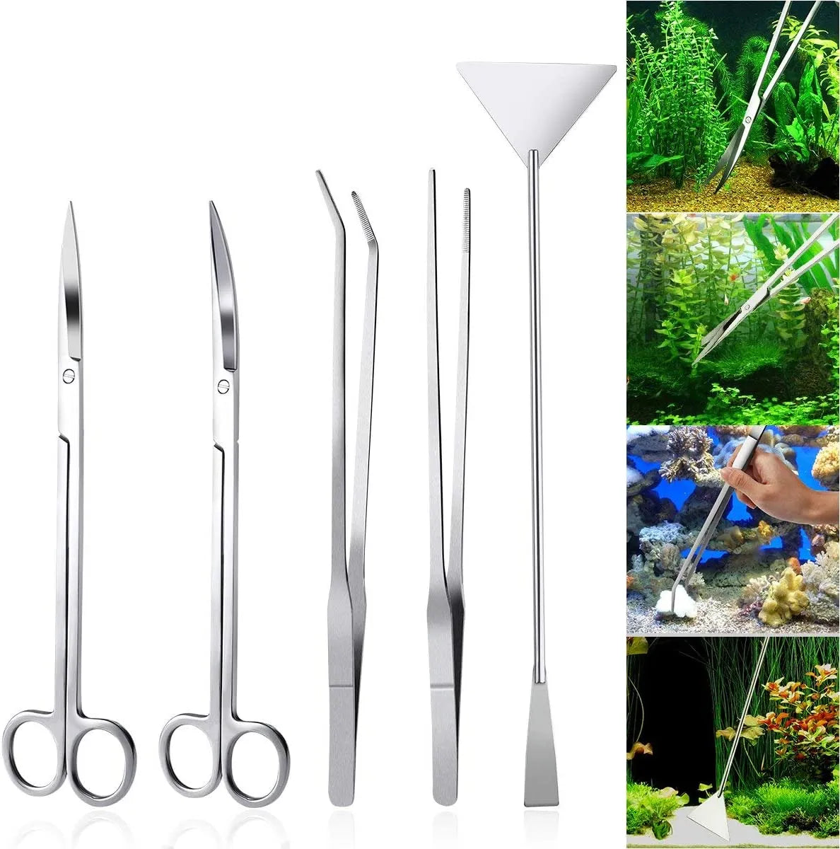 Aquarium Tank Aquascaping Tools Aquarium Scissor Tweezers Tool Stainless Steel Aquatic Plants Set for Aquarium Maintenance