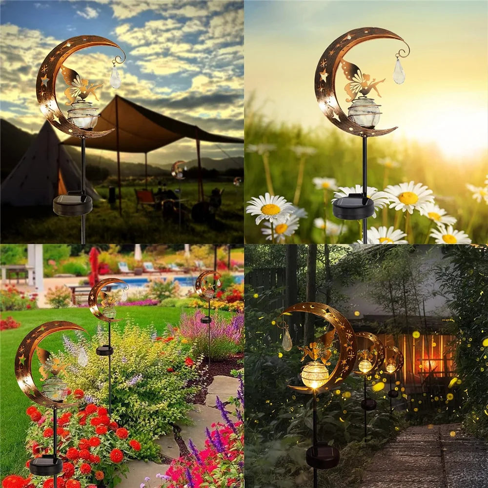 Garden Solar Light Outdoor Decorative Moon Fairy Glass Globe Waterproof Lamp