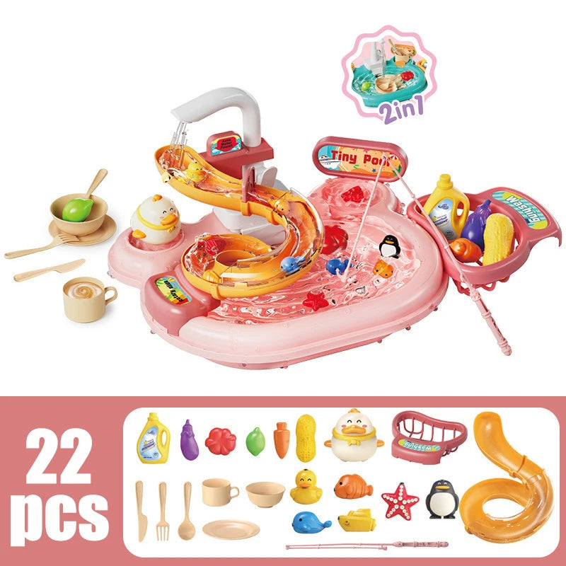 Children Puzzle Pretend Play Toys Dishwashing Basin Toys Gift Montessori Toys