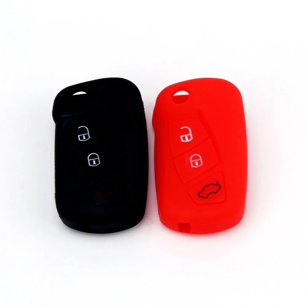 Silicone Car Key Case for Ford KA MK2 2008-2016 3 Buttons Aftermarket Folding Keychain Holder Remote Control Fob Protector Cover