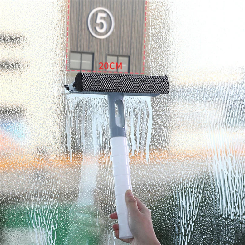 3 In 1 Window Cleaning Brush Glass Wiper for Bathroom Mirror Window With Spray Double-sided Window Cleaner Squeegee Wiper