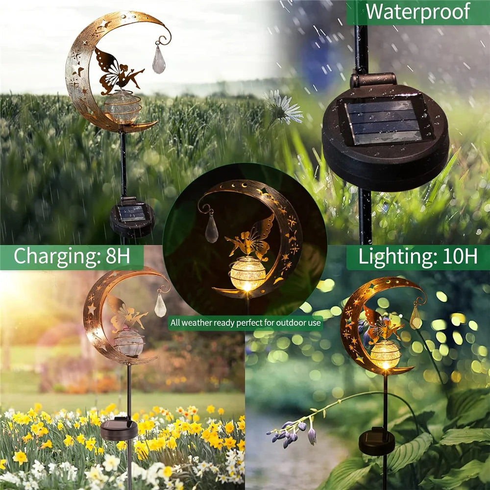 Garden Solar Light Outdoor Decorative Moon Fairy Glass Globe Waterproof Lamp