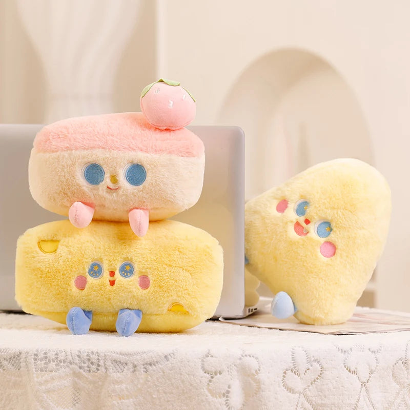 Soft Cartoon Figure Pretzel Crossant Toast Bread Doll Plush Food Toy Stuffed Baguette Poach Egg Decor Doll For Girl Kid Birthday