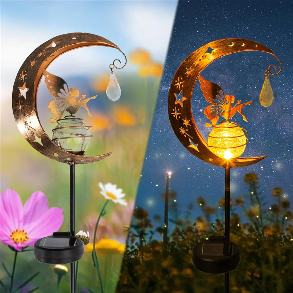 Garden Solar Light Outdoor Decorative Moon Fairy Glass Globe Waterproof Lamp