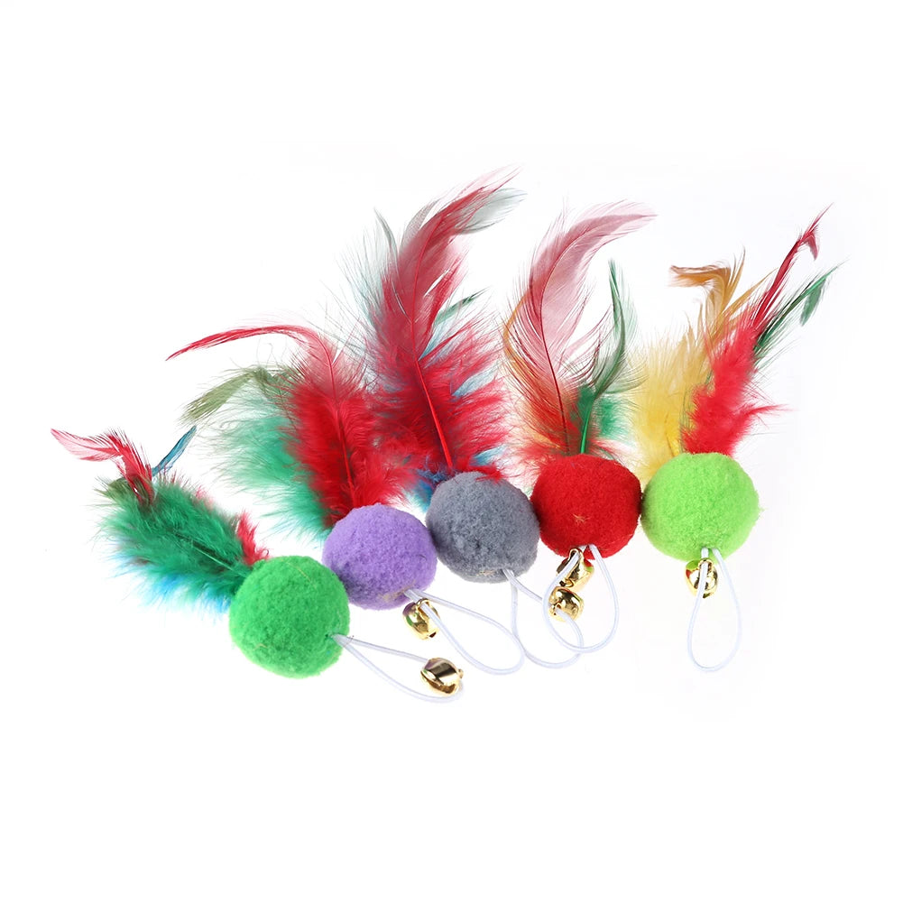 10Pcs Replacement Cat Feather Toys with Bell Interactive Cat Toys Cat Wand Toy