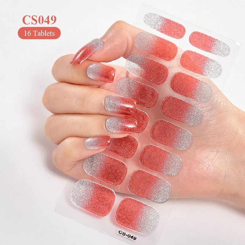 Full Cover Nail Stickers Fashion Nail Polish Nail Decoration Sparkling Glitter Self Adhesive Manicure Designer Nail Art Sticker