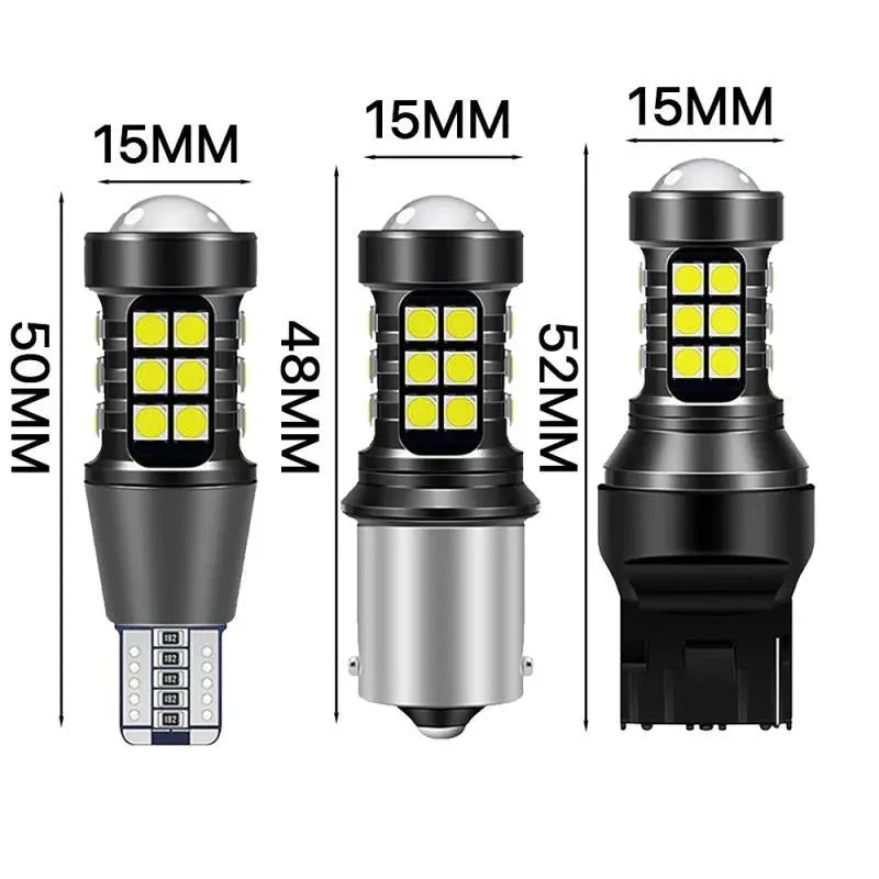 2Pcs 1156 P21W BA15S 7440 W21W High Power Auto LED Bulb White 12V Car Reverse Back Light T15 W16W 3030 Turn Signal Lamp