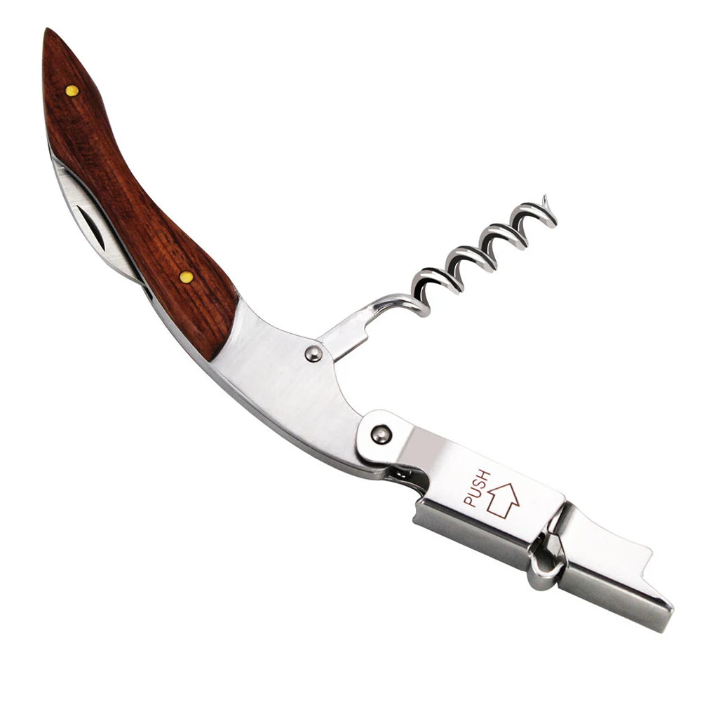 Four-in-one Multifunction Corkscrew Wine Bottle Opener Stainless Steel  Cutter High-end Screwdriver Wooden Handle