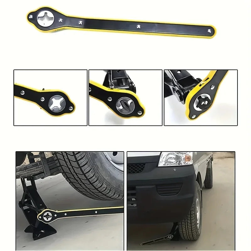 Universal Car Wheel Hand Crank Ratchet Wrenches Garage Tire Wheel Handle Phillips Wrench