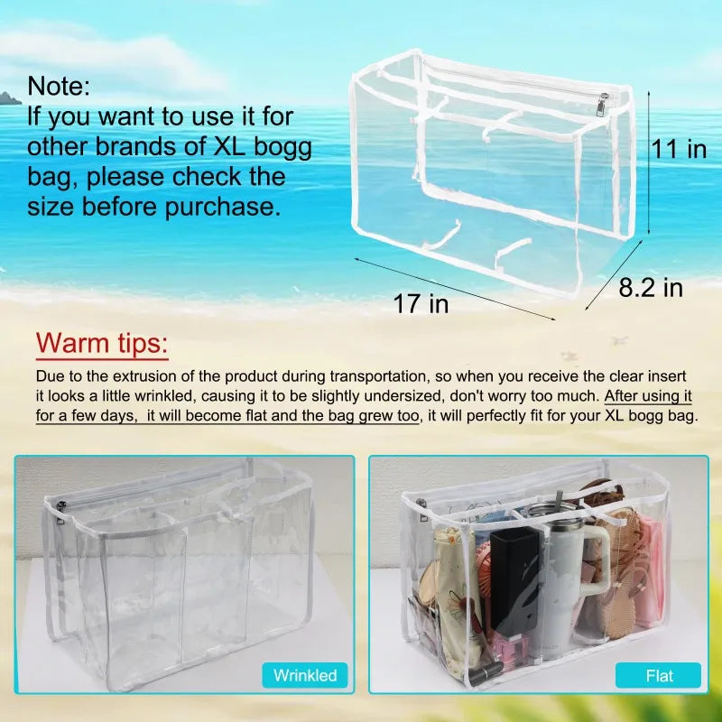 XL Clear Bogg Bag Accessories EVA Rubber Waterproof Shopping Basket  Tote Bag