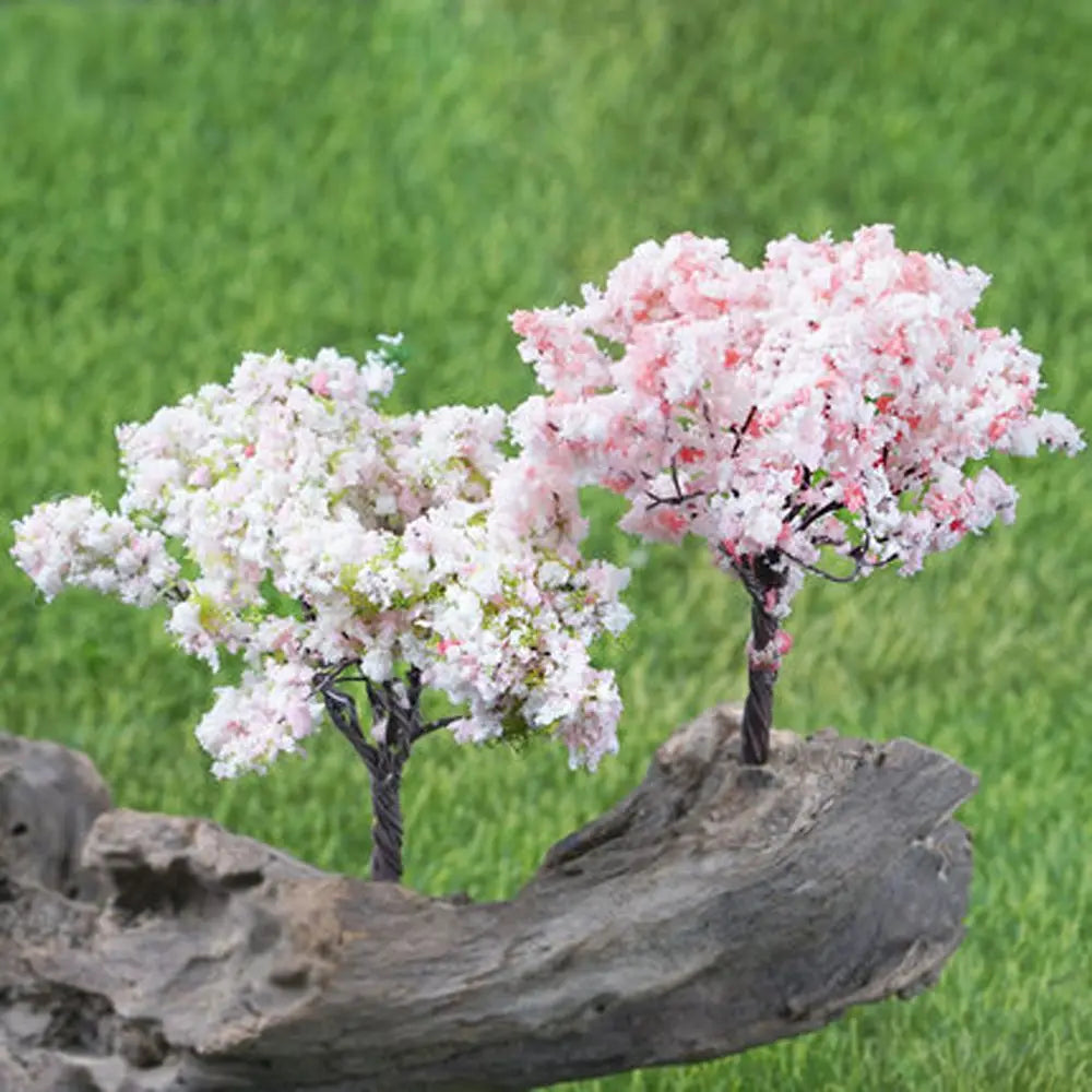 2PC Plastic Mini Simulation Trees Sakura Miniatures Micro Landscape Setting