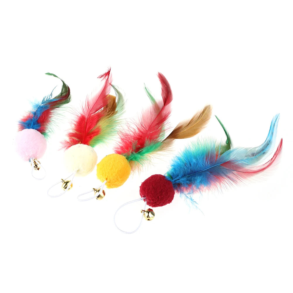 10Pcs Replacement Cat Feather Toys with Bell Interactive Cat Toys Cat Wand Toy