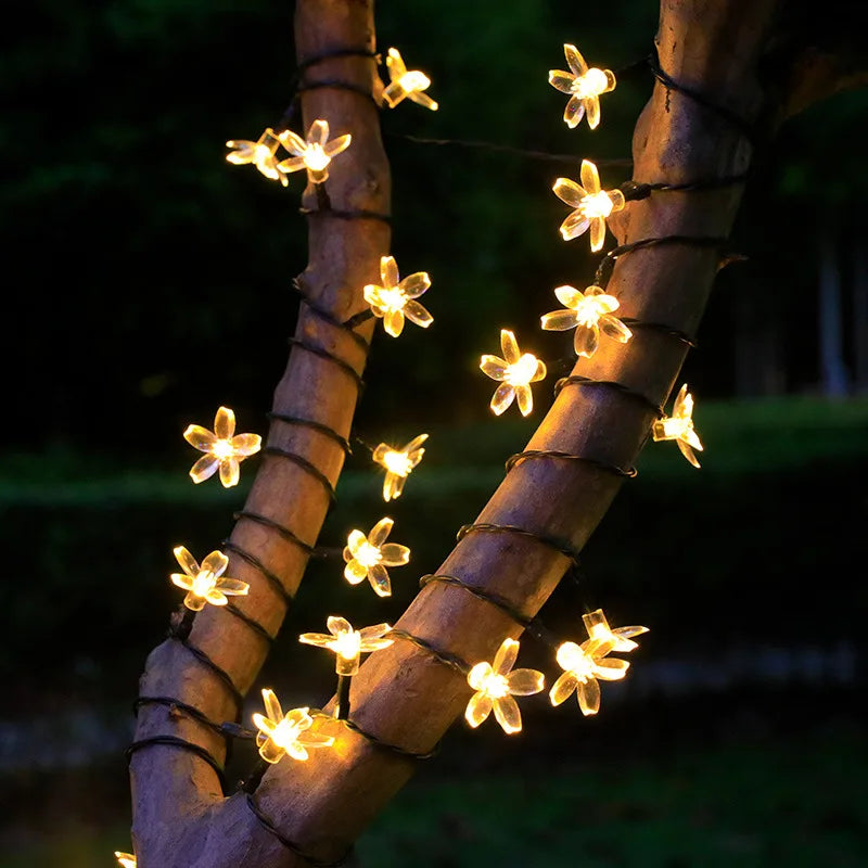 LED Solar Lights Outdoor Floral 5M/7M/12M String Flower Fairy Lights Waterproof