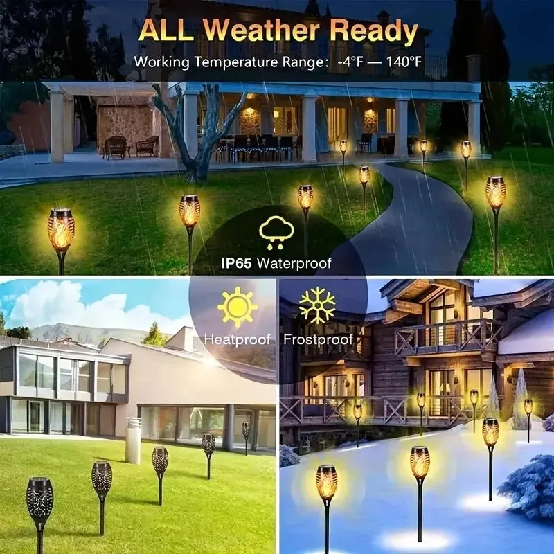 12LED Solar Flame Torch Light Flickering Light Waterproof Patio Floor Lamp