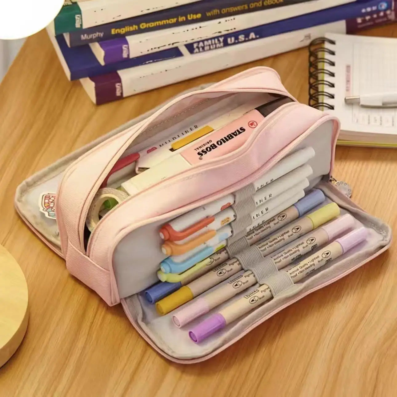 Stationary Pen Pencil Storage Bag Multi Layer Large Cosmetic Travel Storage Bag