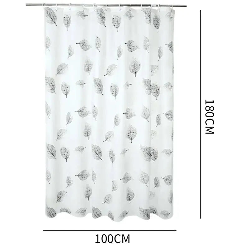 Bathroom Shower Curtains Waterproof Thickening Curtain With Hooks Leaf Pattern