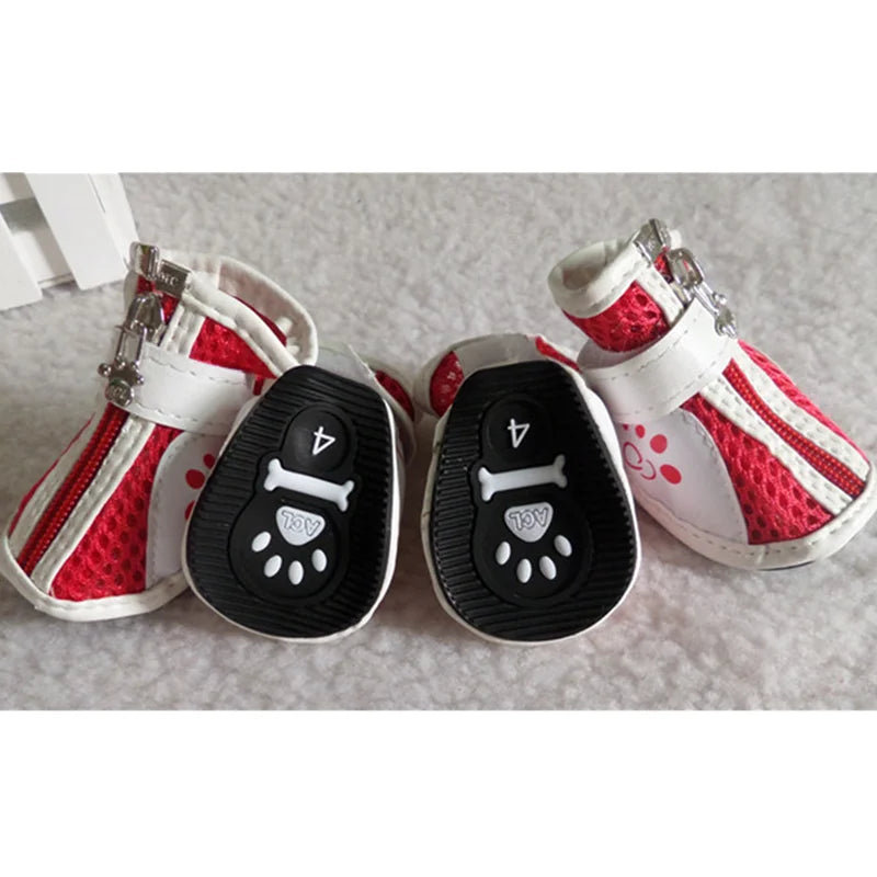 4pcs/set Dog Shoes For Paw Protection Anti-slip Boots Mesh Shoes for Pet Puppy Cat