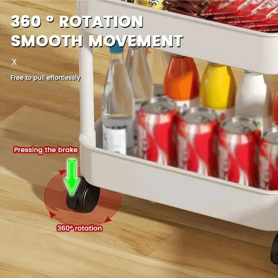 Multi-layer Small Cart Storage Rack Floor With Wheels To Floor Kitchen