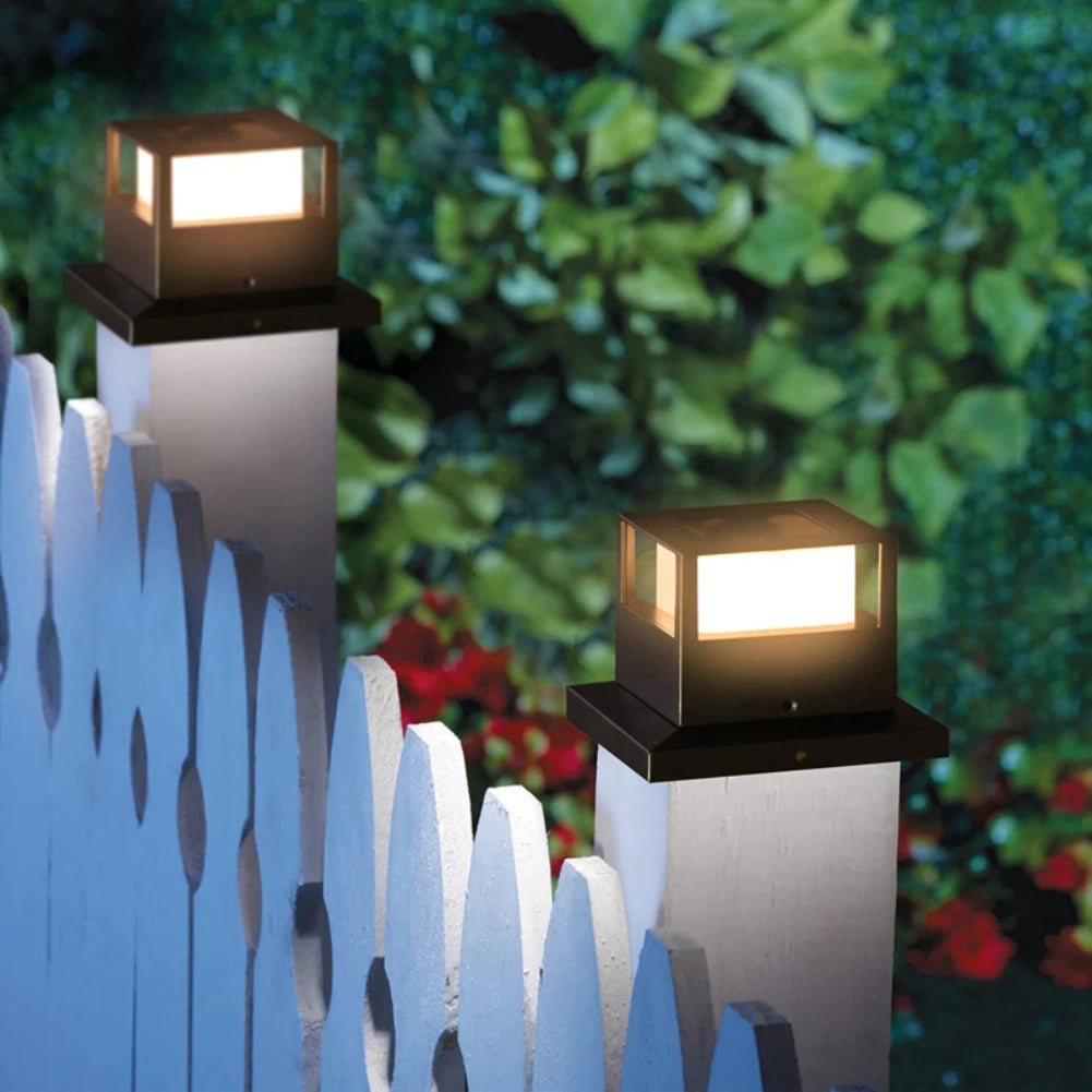 Waterproof Led Light Fence Lamp Solar Panel Pipe Garden Street Solar Powered