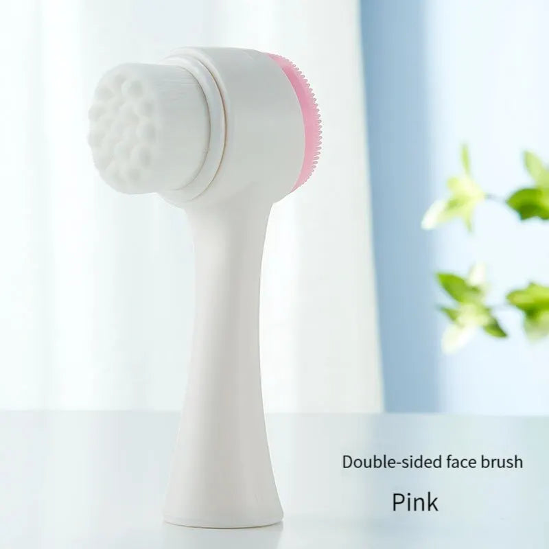 3D Bilateral Silicone Facial Cleanser Manual Massage Facial Brush Soft Bristles Silicone Double Sided Face Brush