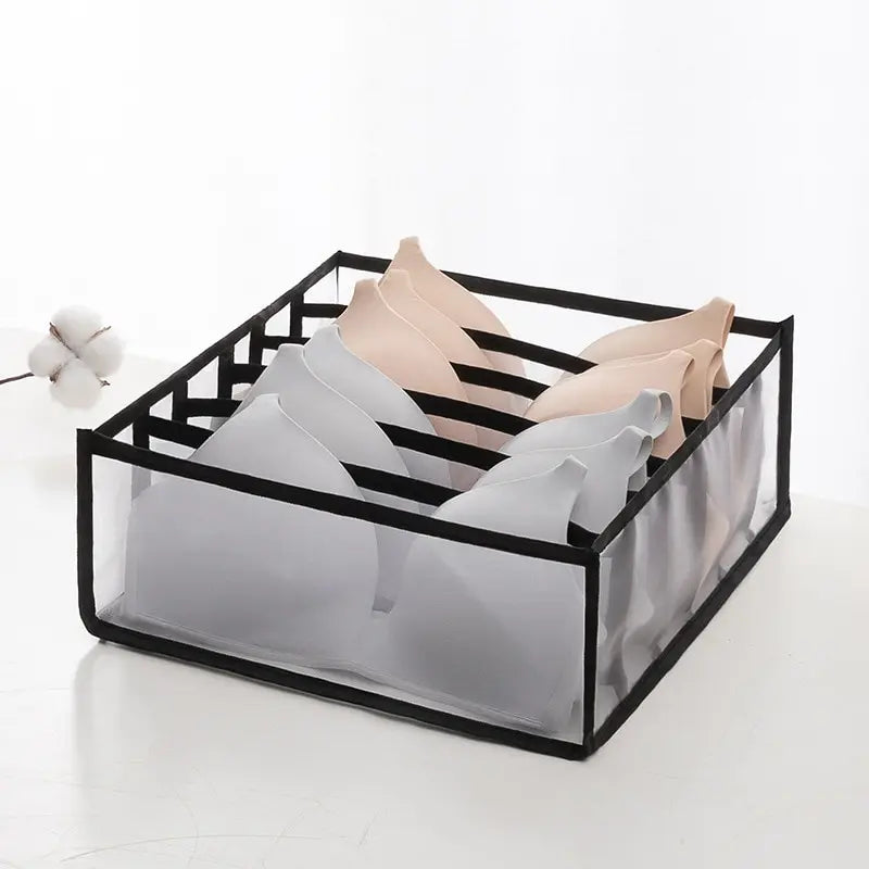 Underwear Storage Box Women's Socks Wardrobe Drawer-Type Bra Underwear Thickened Grid Packing Box Mesh Grid