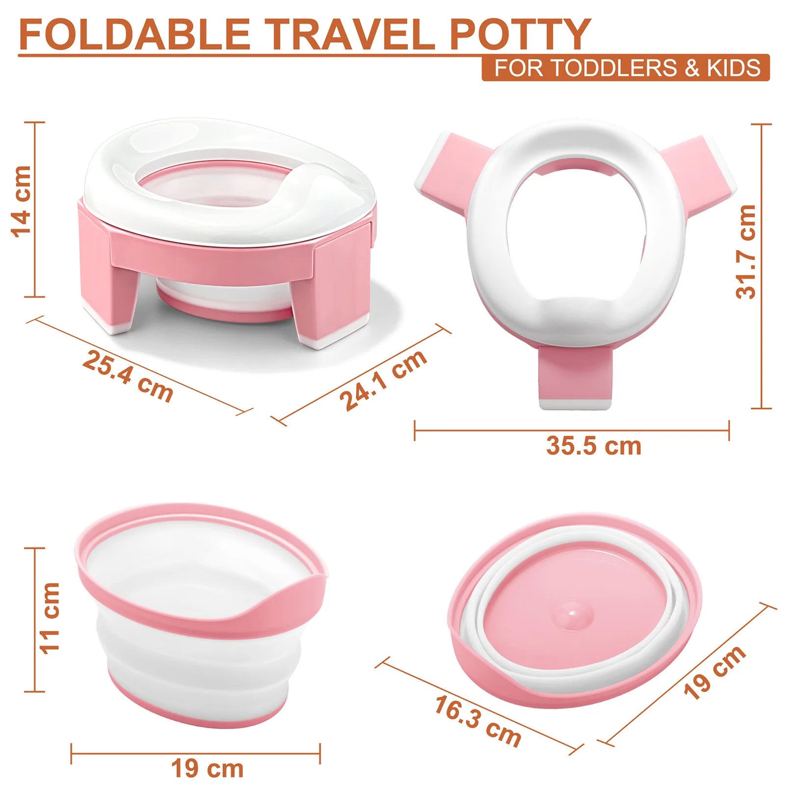 Portable Silicone Baby Potty Training Seat 3 in 1 Travel Toilet Seat Foldable Children Potty With Bags