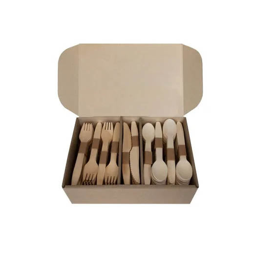 240/300pcs Disposable Wooden Cutlery Set Home Party Dessert Spoons Knives Forks Tableware Supplies Wedding Birthday