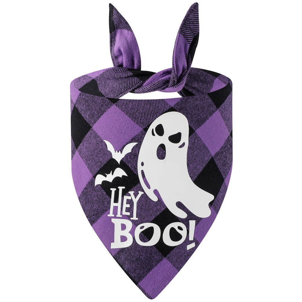 Plaid Luminous Halloween Pet's Saliva Towel