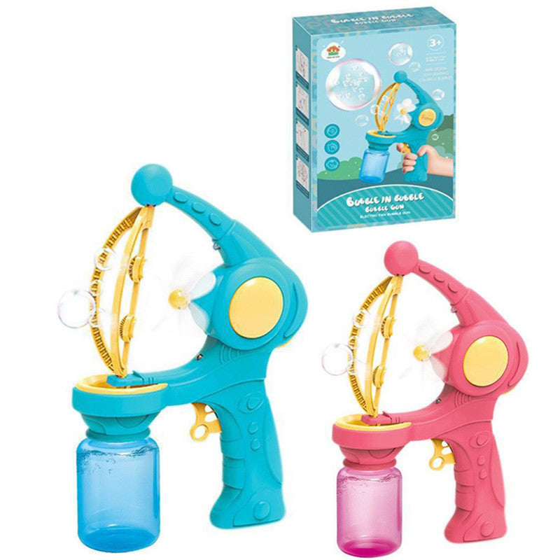 New Children's Electric Bubble Machine Toys Fully Automatic Bubble Porous