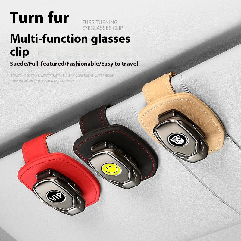 Suede Multifunctional Glasses Clip For Car