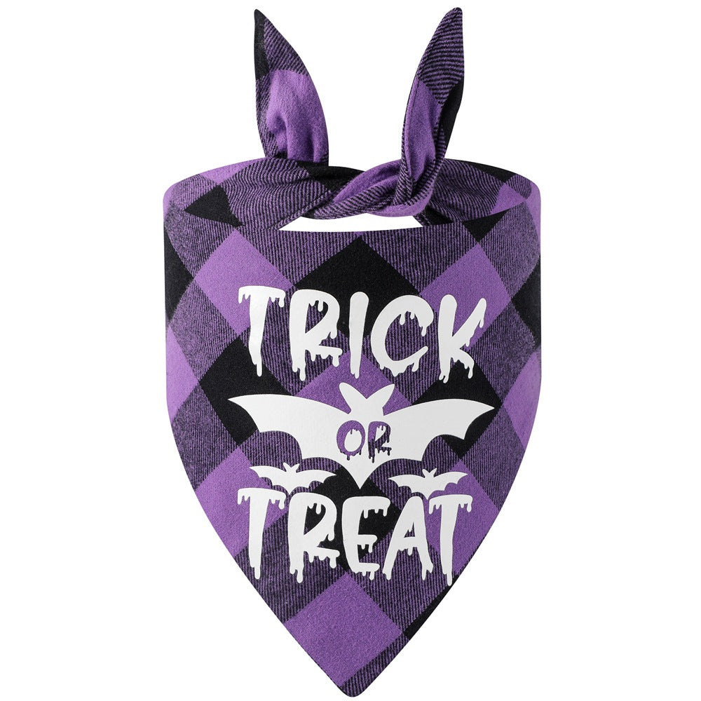 Plaid Luminous Halloween Pet's Saliva Towel