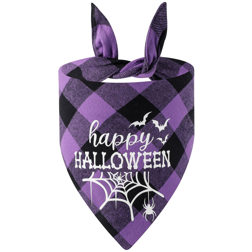 Plaid Luminous Halloween Pet's Saliva Towel