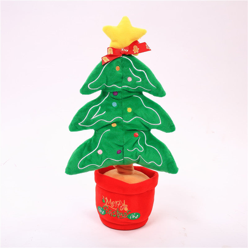 Dancing Christmas Toys Funny Tree Repeat Talking  Electronic Plush Toys Can Sing Record Lighten