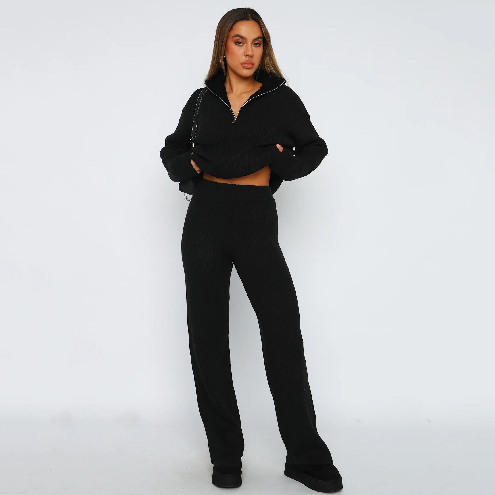 Comfortable Lapel Long Sleeve Straight-leg Pants Women's Suit