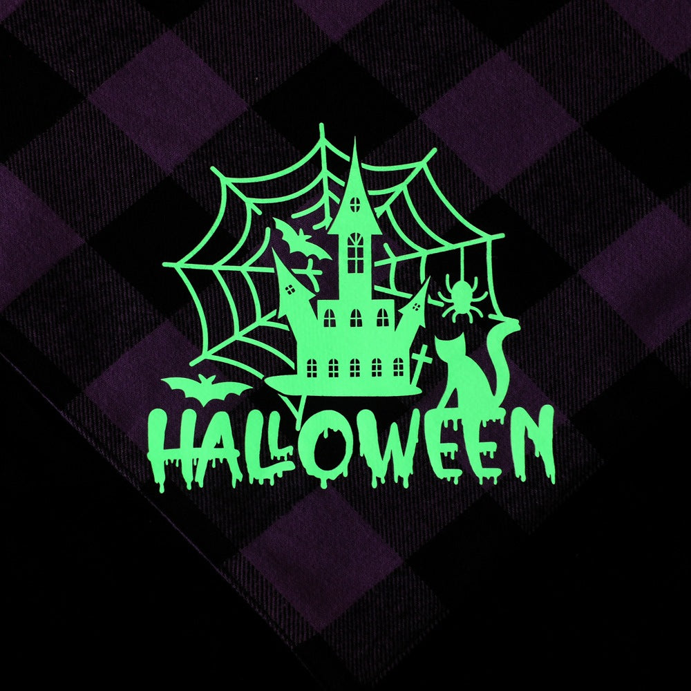 Plaid Luminous Halloween Pet's Saliva Towel