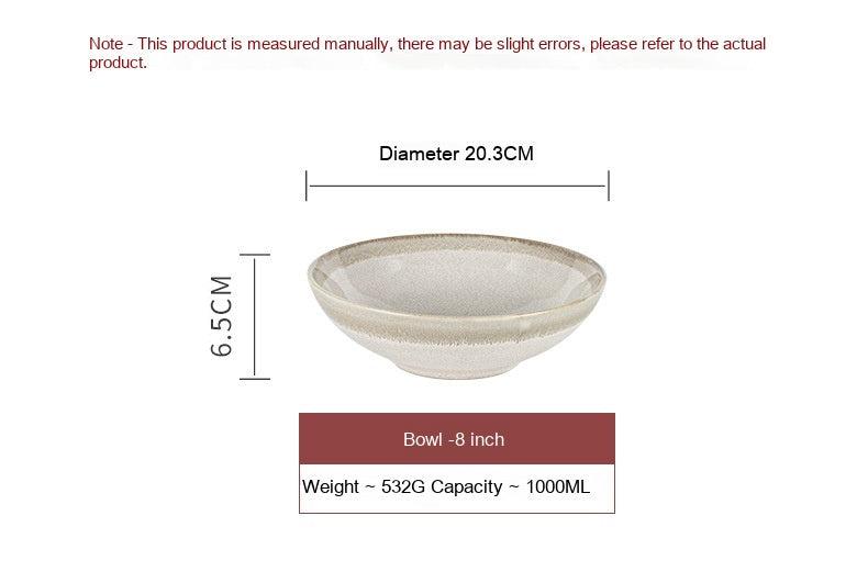 Ceramic Large Retro Kiln Baked Open Gradient Salad Bowl