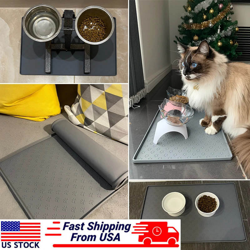 New Dog Cat Feeder Mat, Waterproof Anti-Slip Pet Feeding Bowl Mats for Food and Water, Small Medium Large